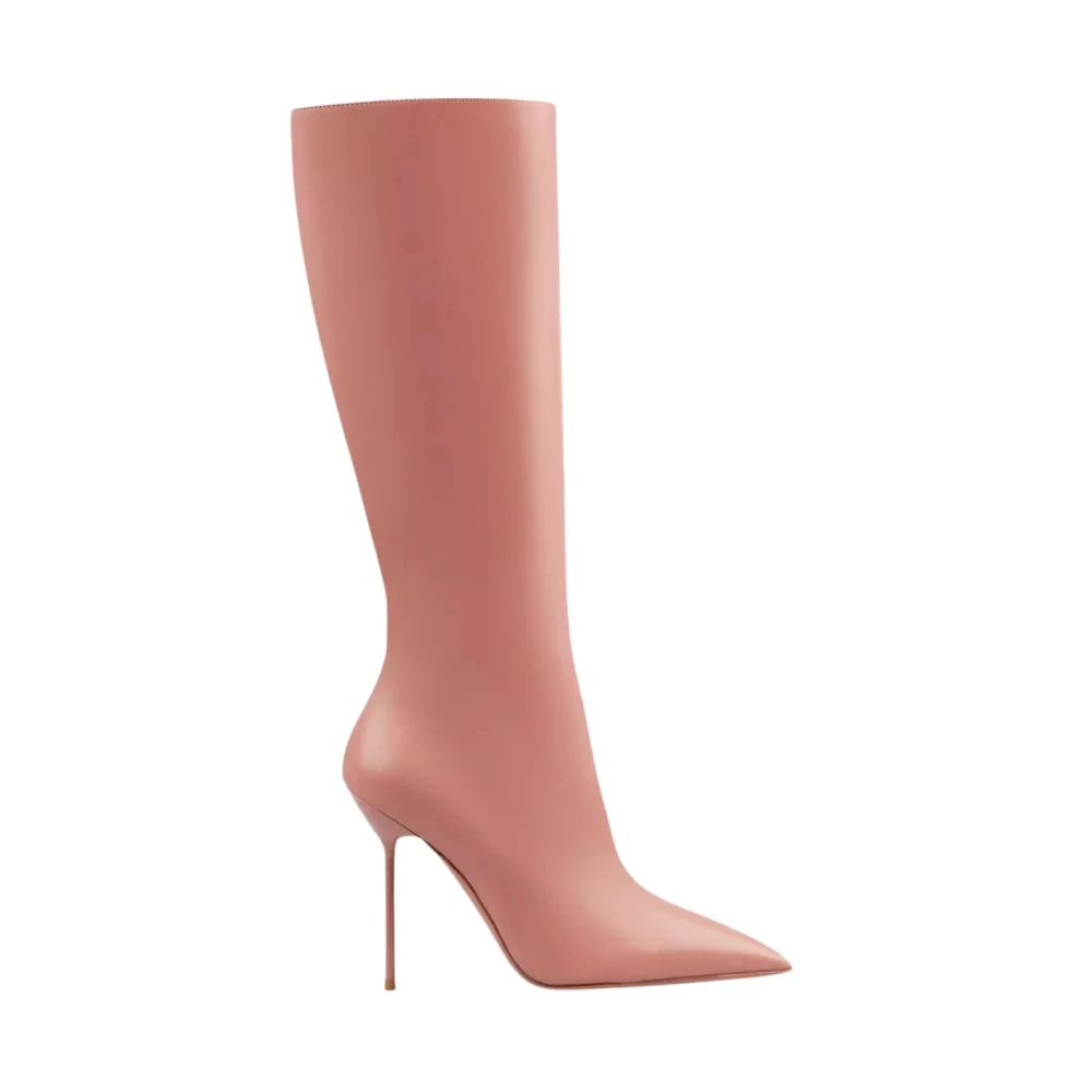 Paris Texas Women's Pink Heeled Boots, 4 Uk, Leather Knee-High Boots