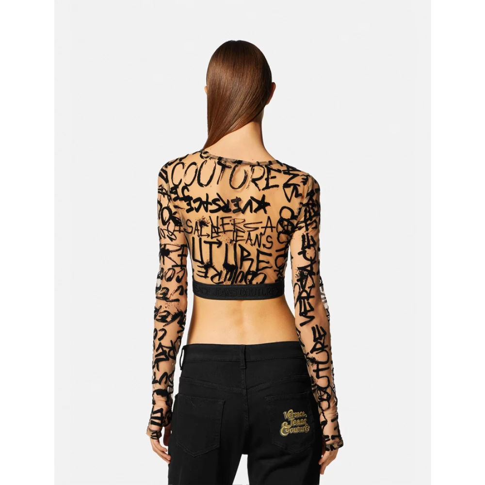 Versace Jeans Couture Graffiti Longsleeve Top Beige Dames