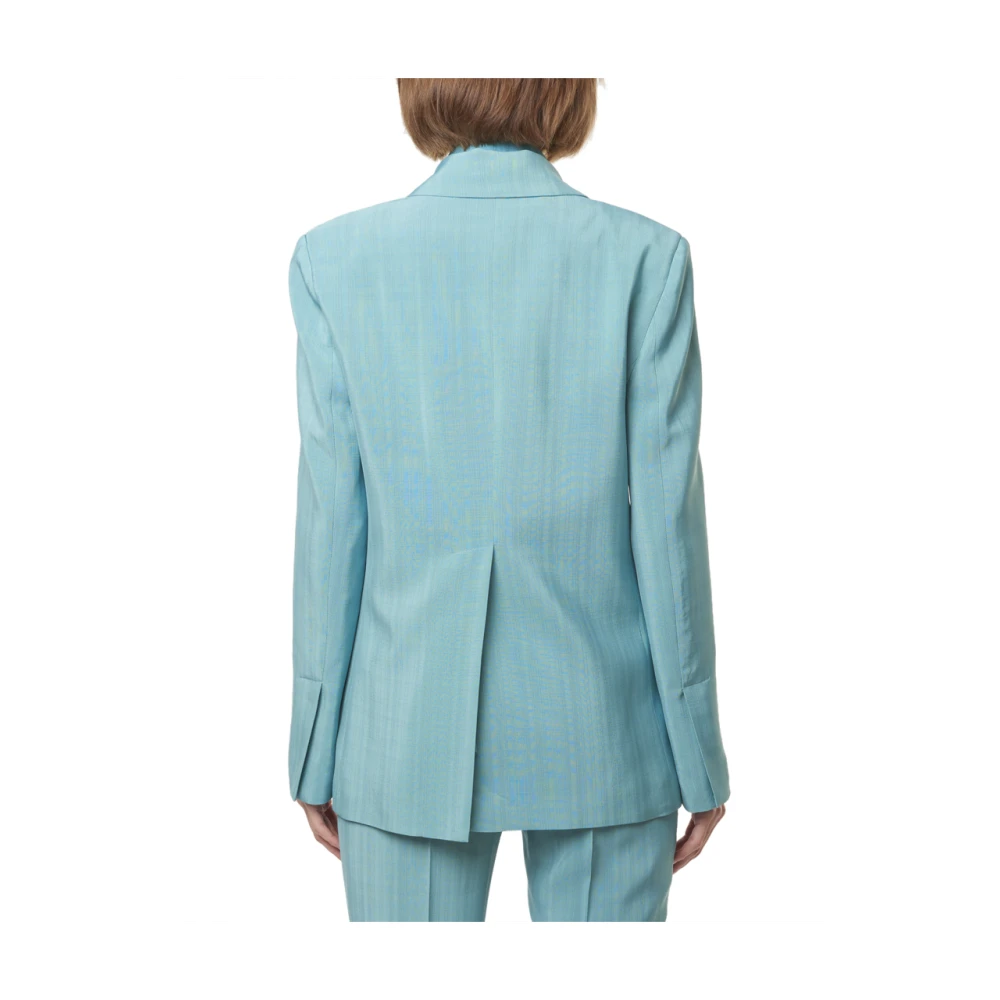 Semicouture Gestructureerde Turquoise Jas Blue Dames