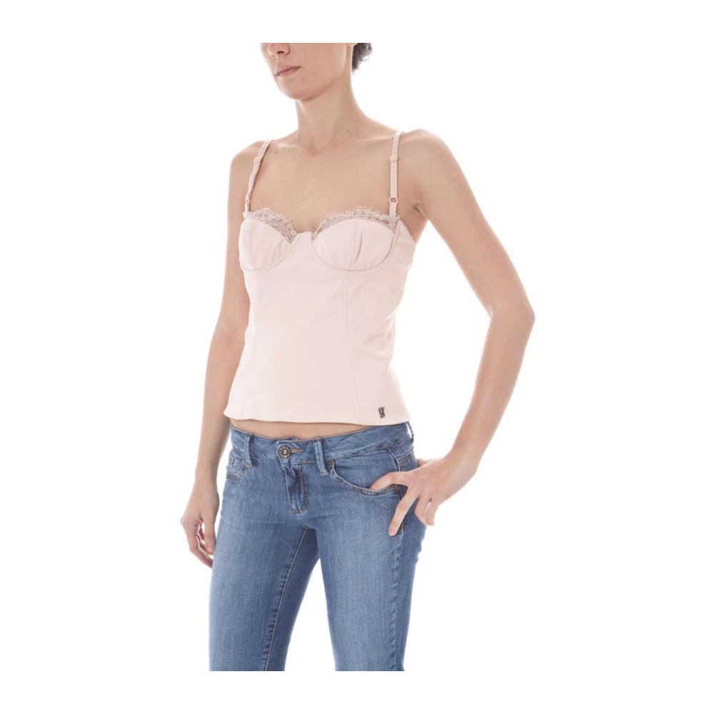 John Galliano Roze kanten top met rits Pink Dames