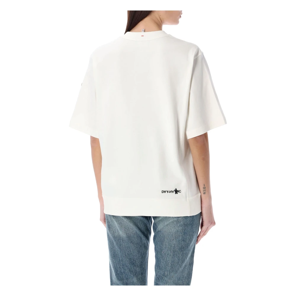 Moncler Witte T-shirt met rubberen logo White Dames