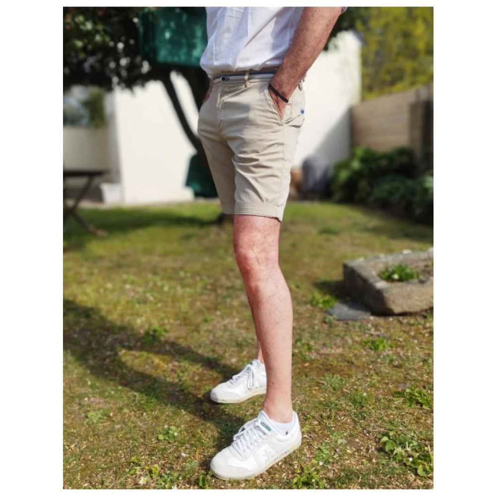 Mason's Stretch Cotton Chino Bermuda Shorts Beige Heren
