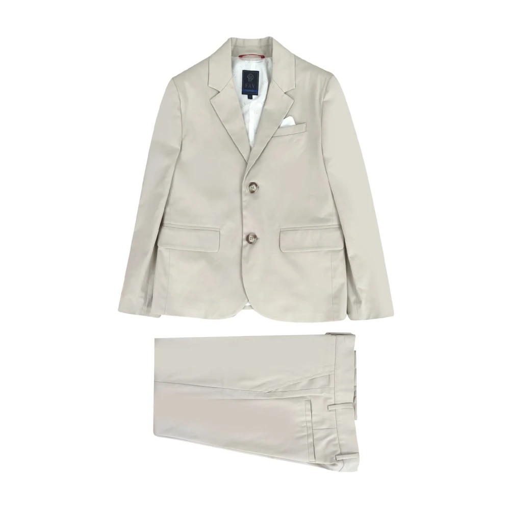 Fay Boys Beige Kids Suits, 10 Y, Cotton Two-Piece Suit