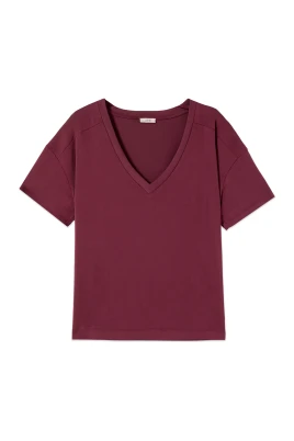 T-shirt i modalblandning med V-ringning