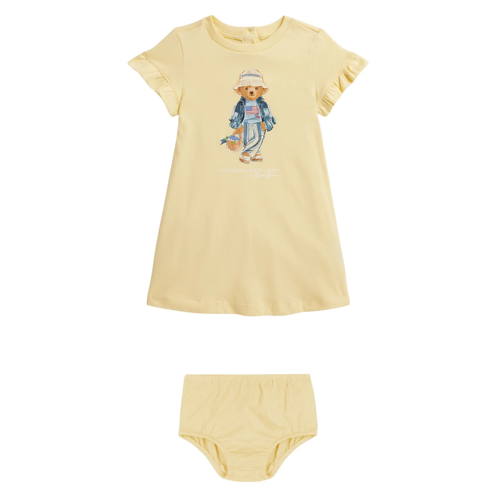 Ralph Lauren Girls Yellow Polo Bear Cotton Jersey Dress