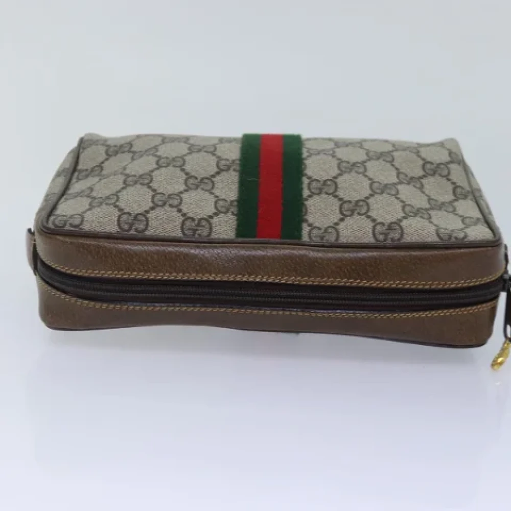 Gucci Vintage Pre-owned Leather clutches Beige Dames