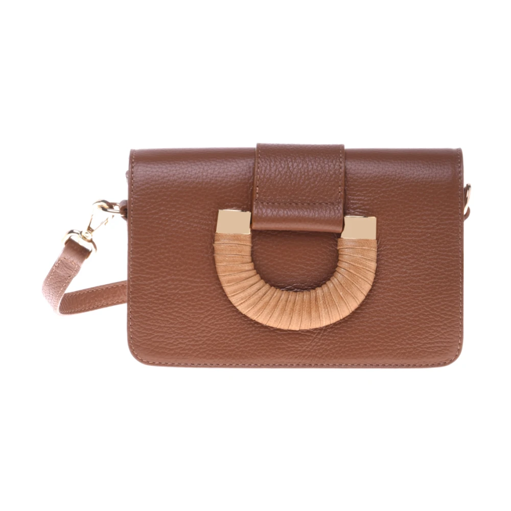 Baldinini Clutch bag in tan tumbled leather Brown Dames