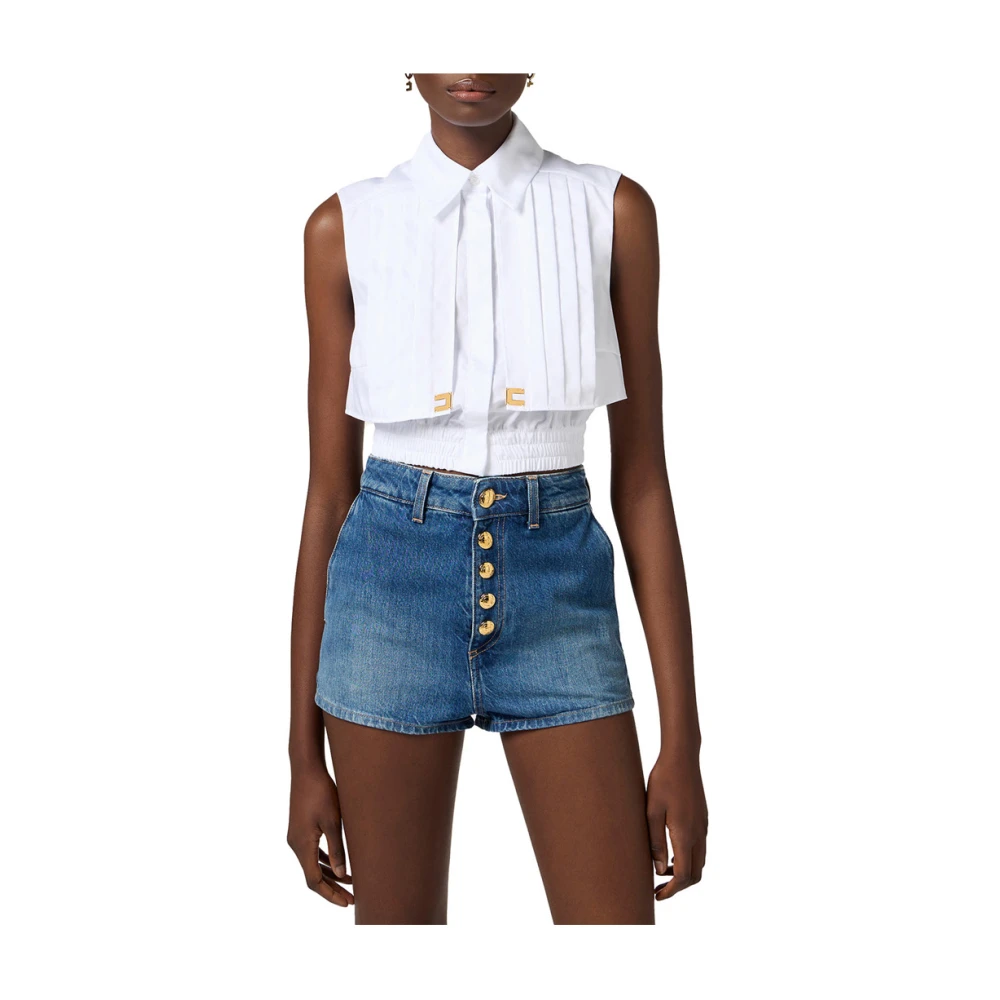 Elisabetta Franchi Witte Blouse Klassiek Elegant Vrouwelijk White Dames