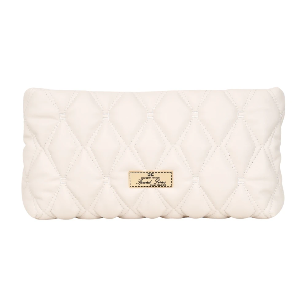Elisabetta Franchi Geëmbosseerde witte clutch handtas herfst winter Beige Dames
