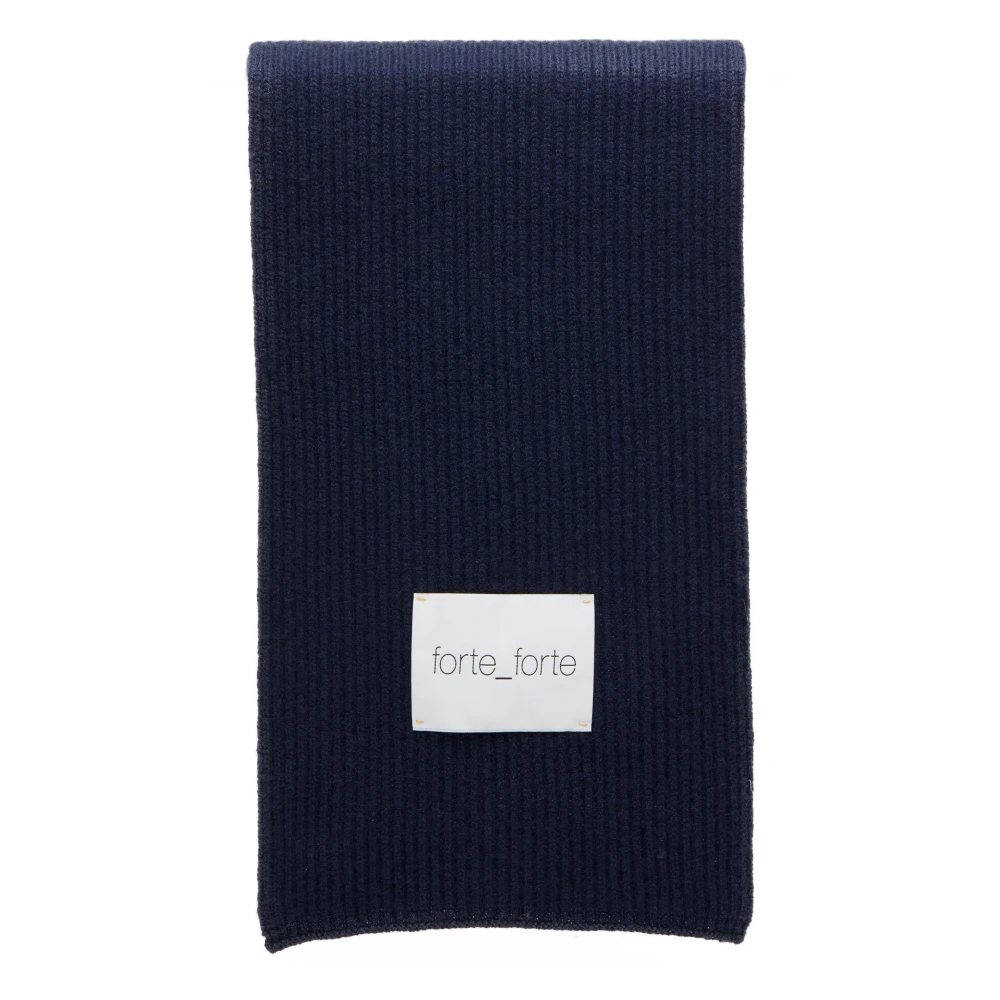 Forte Kasjmierwol Geribbelde Sjaal Blauw Black Dames