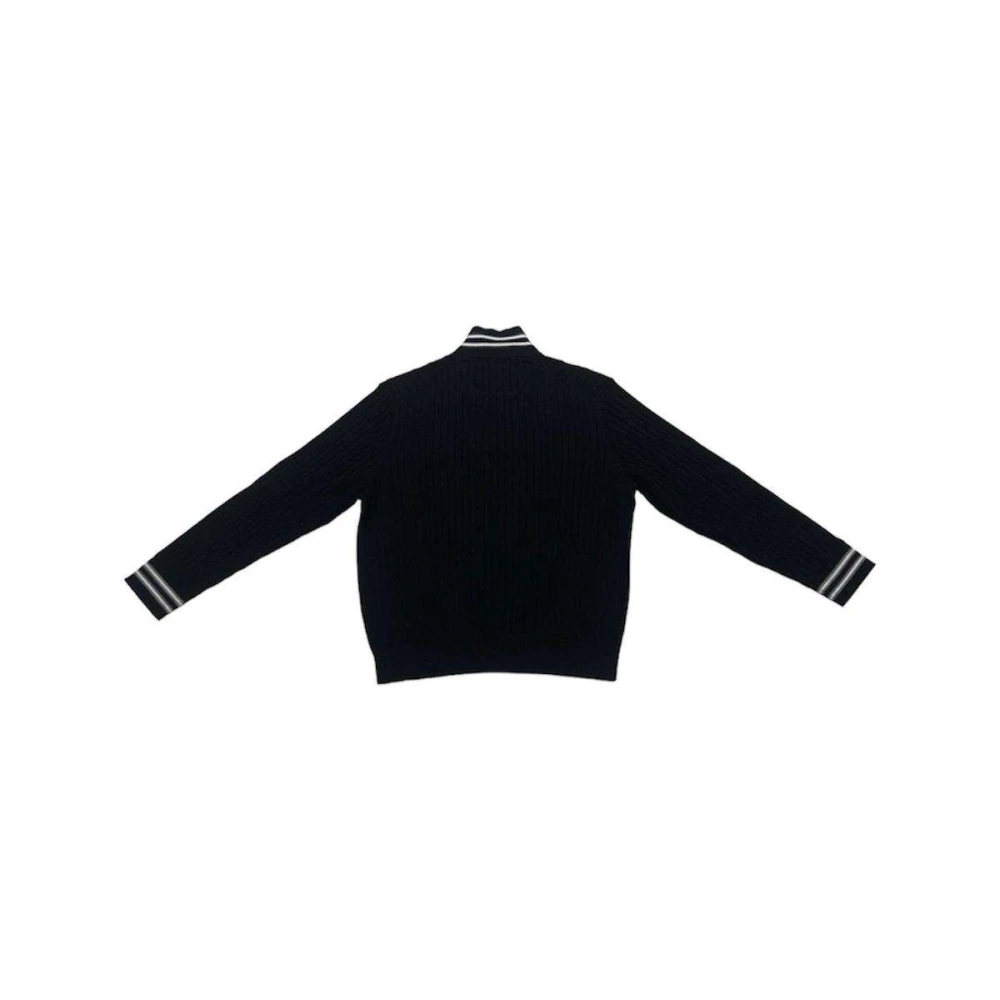 Neil Barrett Gestreepte gebreide tracktop met rits Black Heren