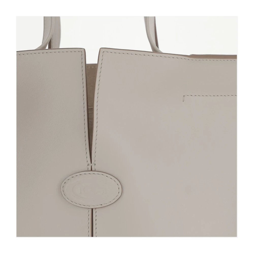 TOD'S Ivoor Leren Tas met Handvatten en Schouderband Beige Dames