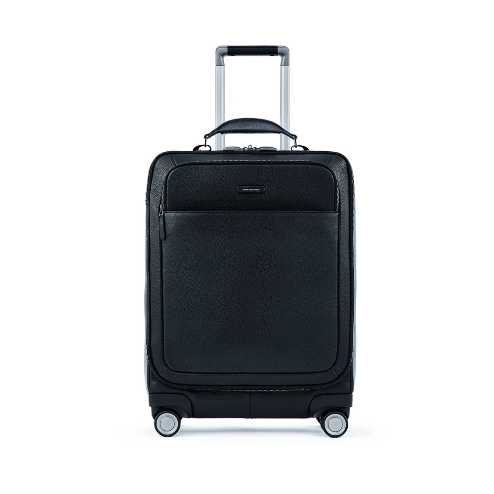 Piquadro Mannelijk Zwart Koffers Heren, One Size, Leer, Handbagage Koffer Voor Laptop 15,6