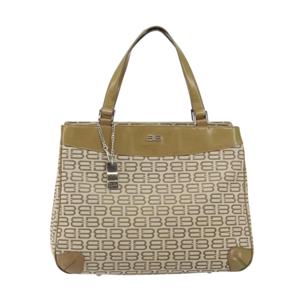 Balenciaga Vintage Women's Beige Vintage Handbags, One Size, Pre-Owned Vintage Monogram Canvas Tote Bag