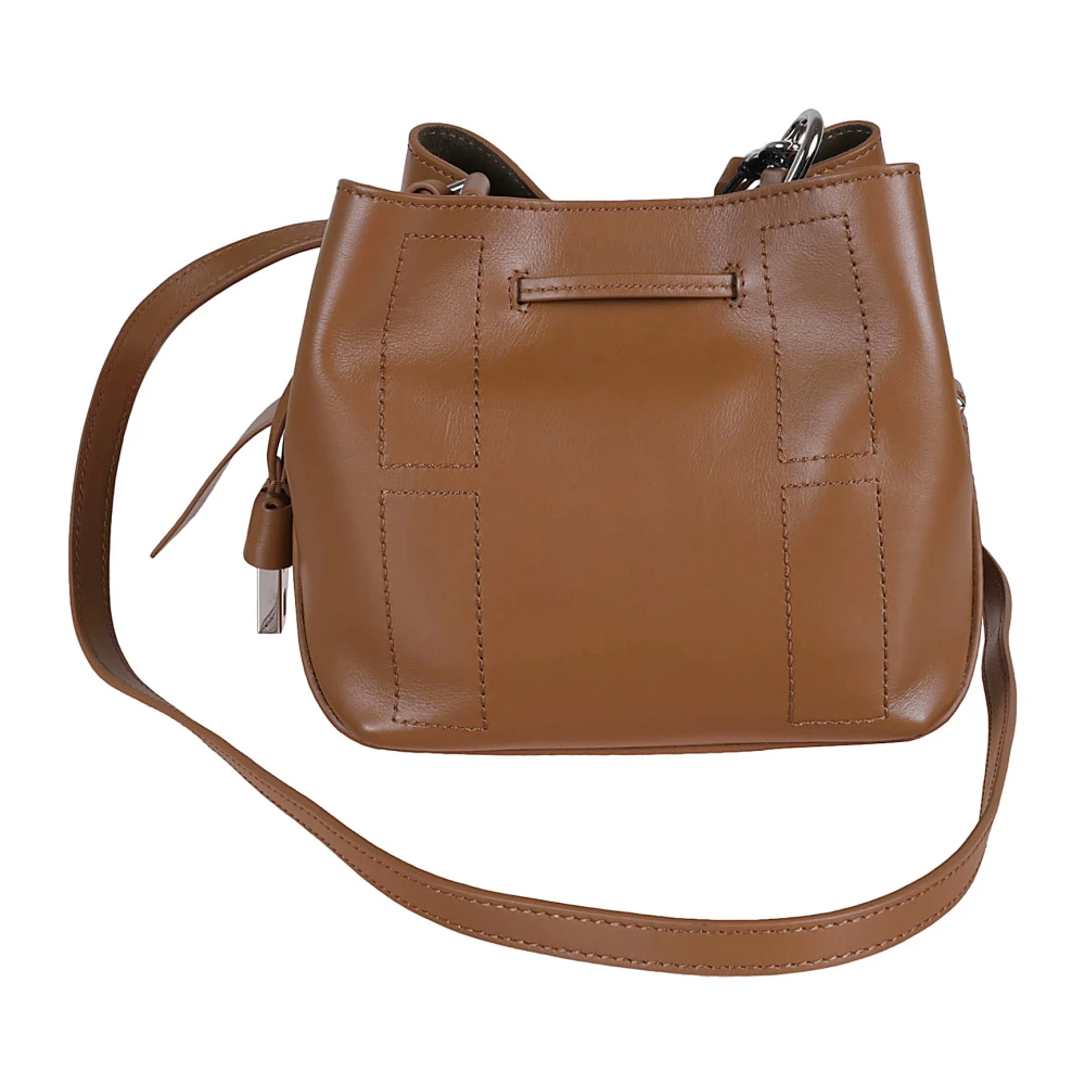 Hogan Leren Bucket Tas met Charm Sluiting Brown Dames