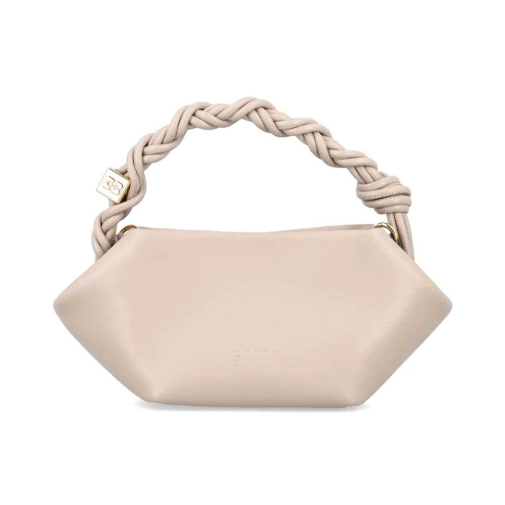 Ganni Gevlochten handvat oesterzak met goudkleurige details Gray Dames