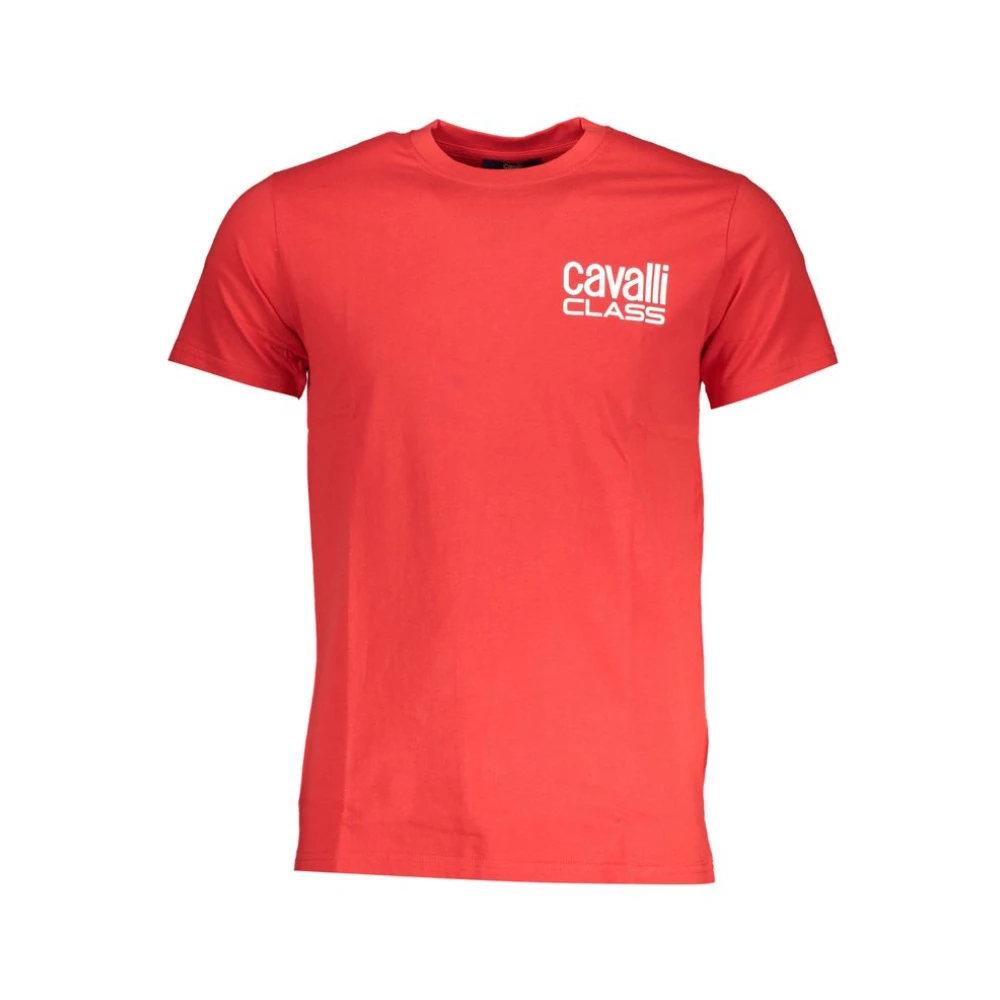 Cavalli Class Men's Red Print Logo Short Sleeve Tee