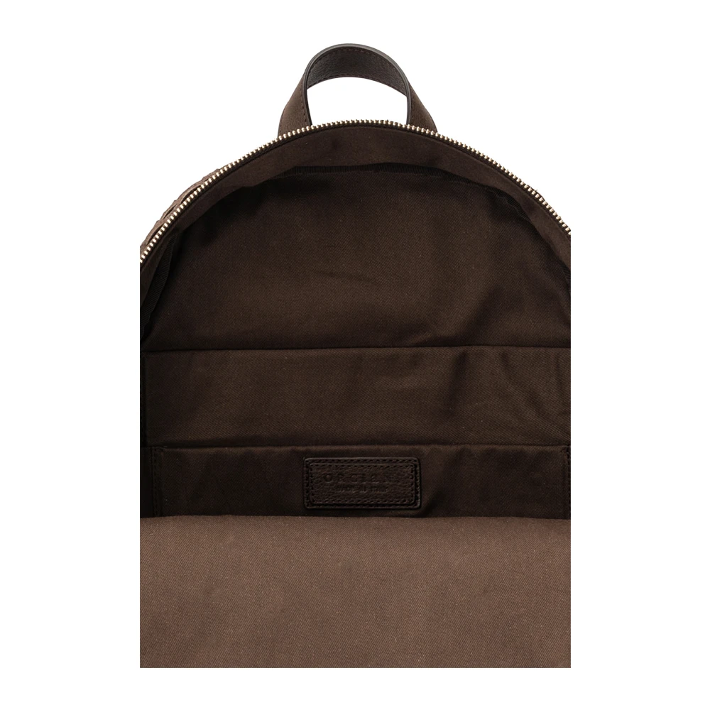 Orciani Bruin Leren Geweven Rugzak Brown Unisex