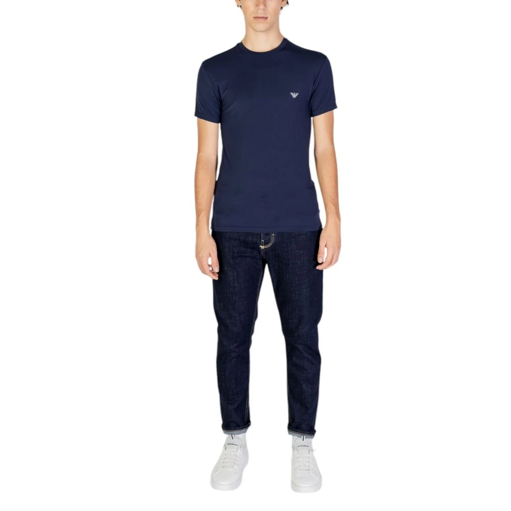 Emporio Armani Blauw Modal T-shirt Herfst Winter Collectie Blue Heren