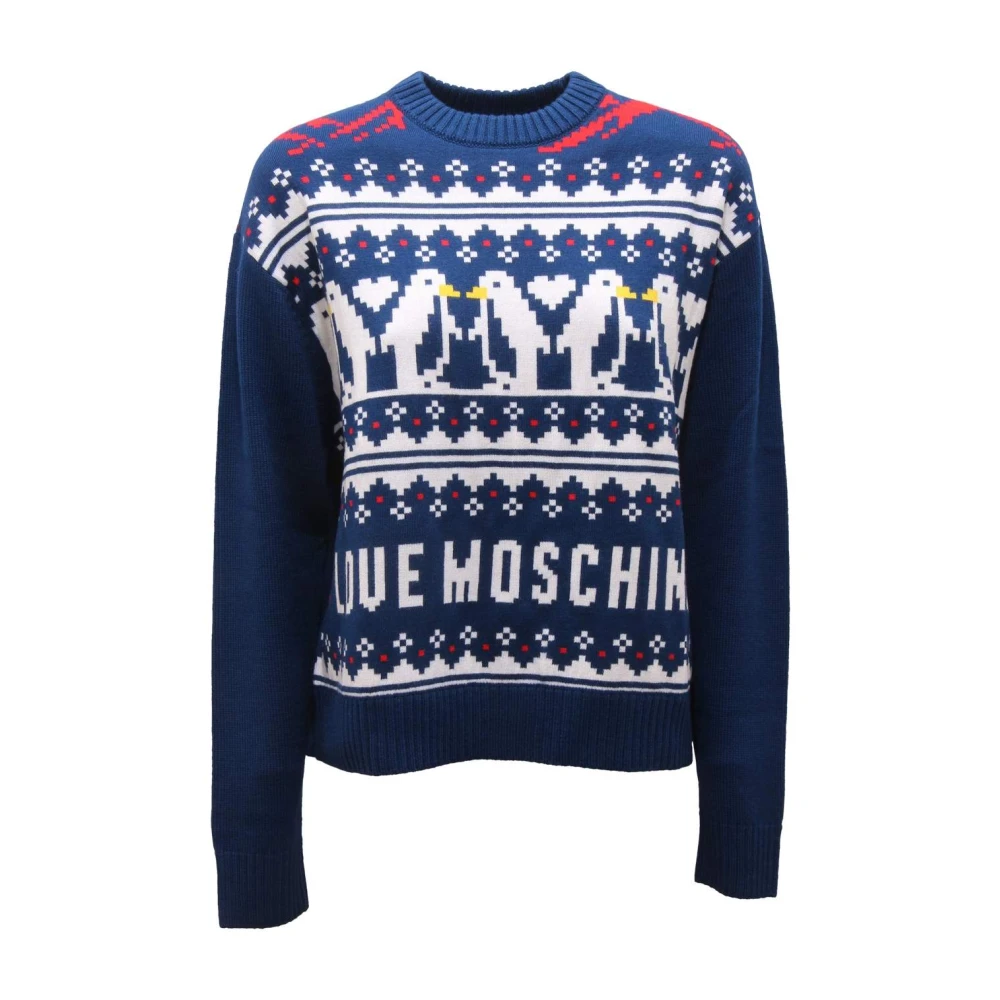 Moschino Women's Blue Love Wool Blend Sweater