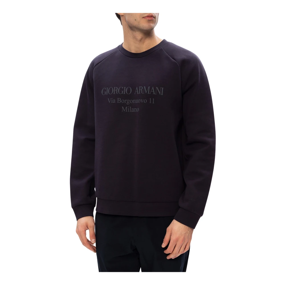 Giorgio Armani Gray Sweatshirts, Male, L, Sweatshirt With Logo