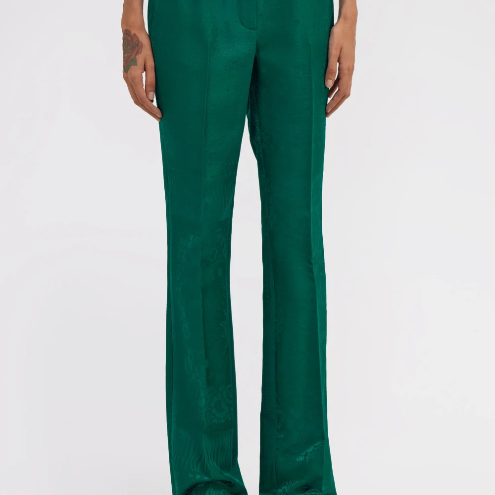 Roberto Cavalli Hoge Taille Flared Broek met Tailored Details Green Dames