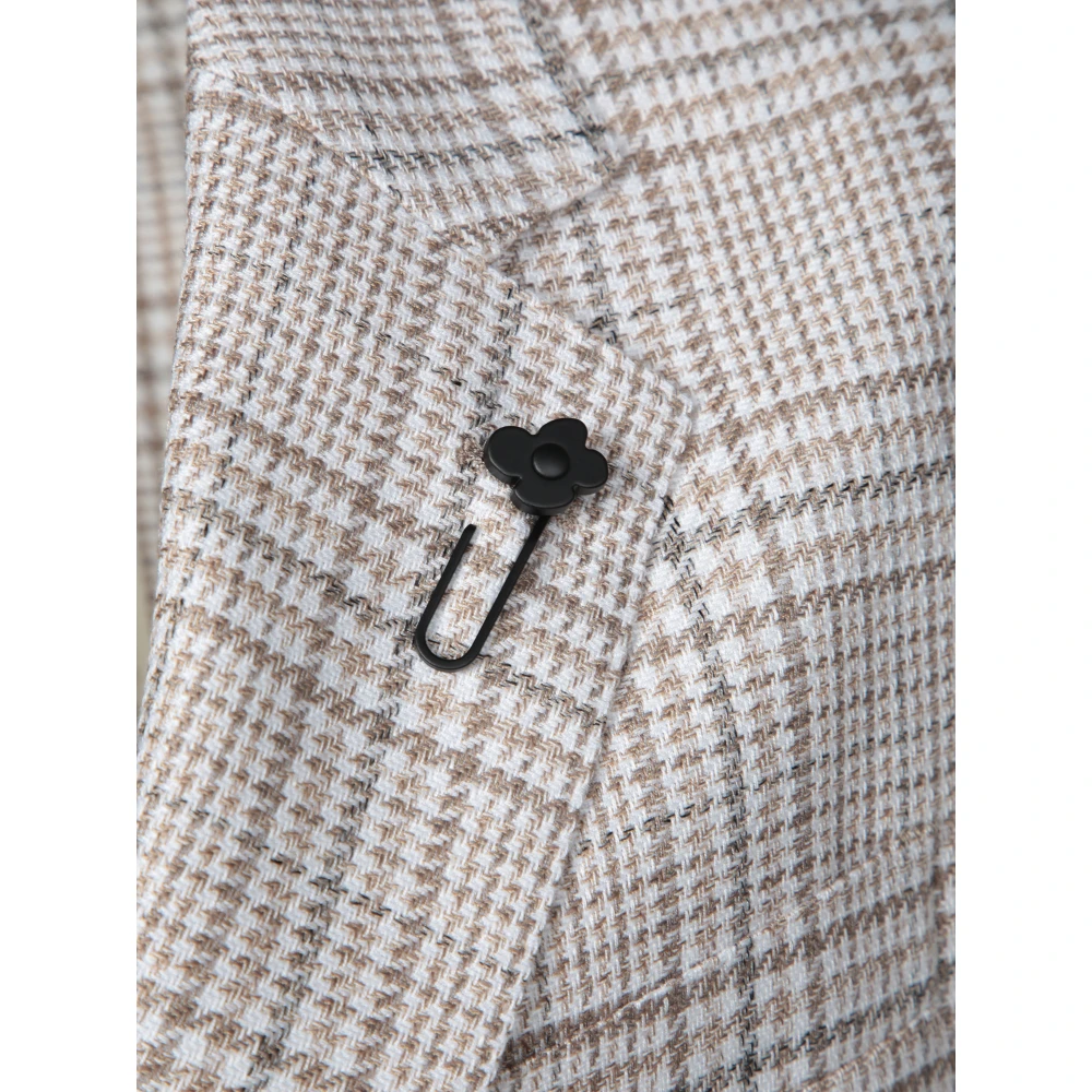 Lardini Beige Houndstooth Blazer Beige Heren