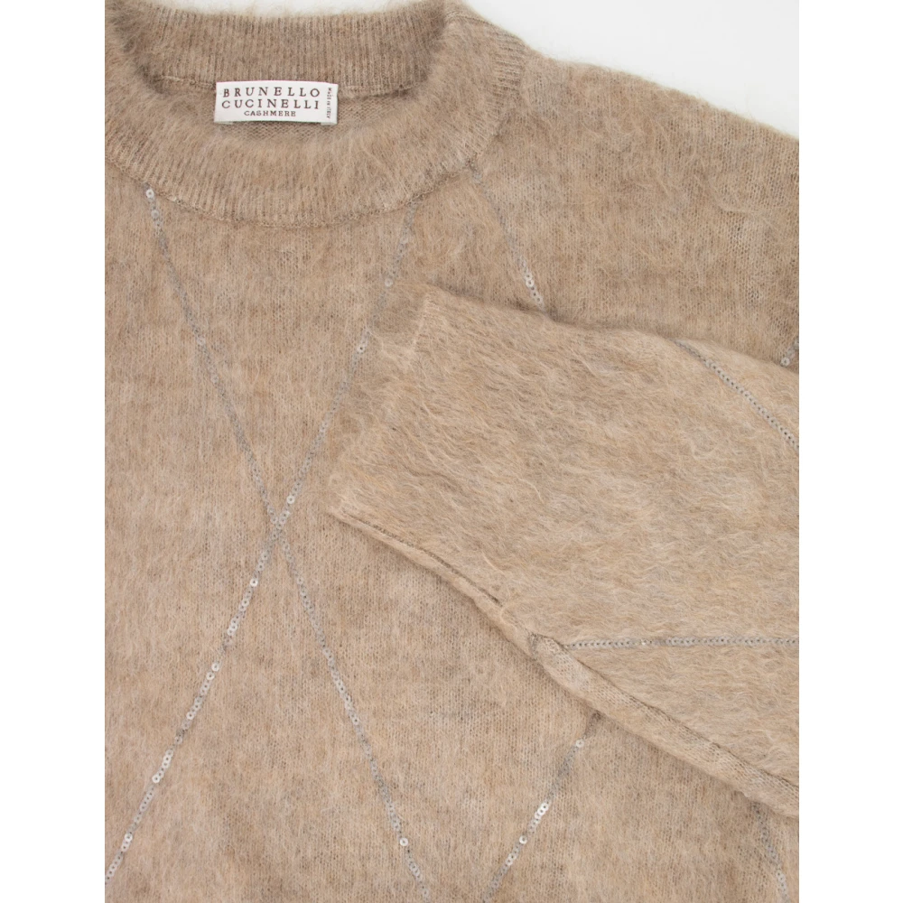 BRUNELLO CUCINELLI Geometrische Paillet Sweater Brown Dames