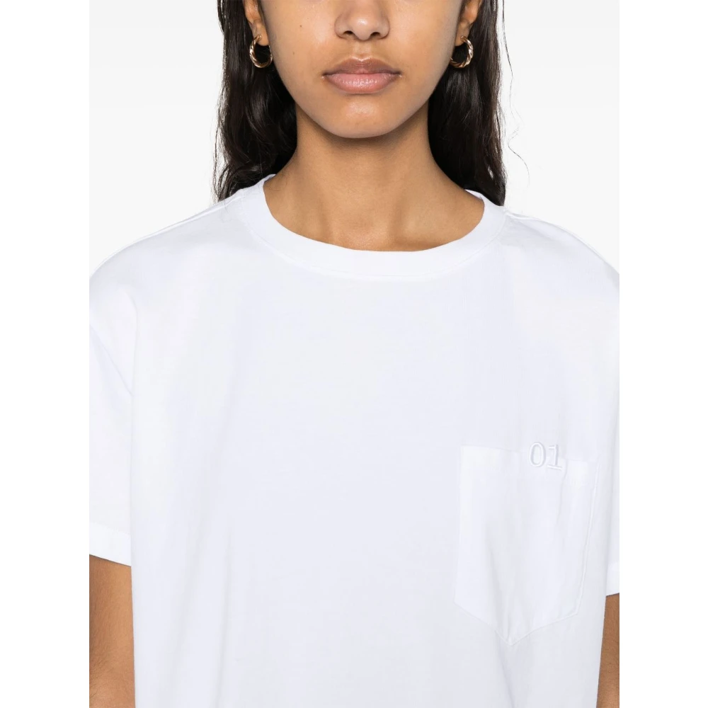 Semicouture Wit Geborduurd Motief Crew Neck T-shirt White Dames