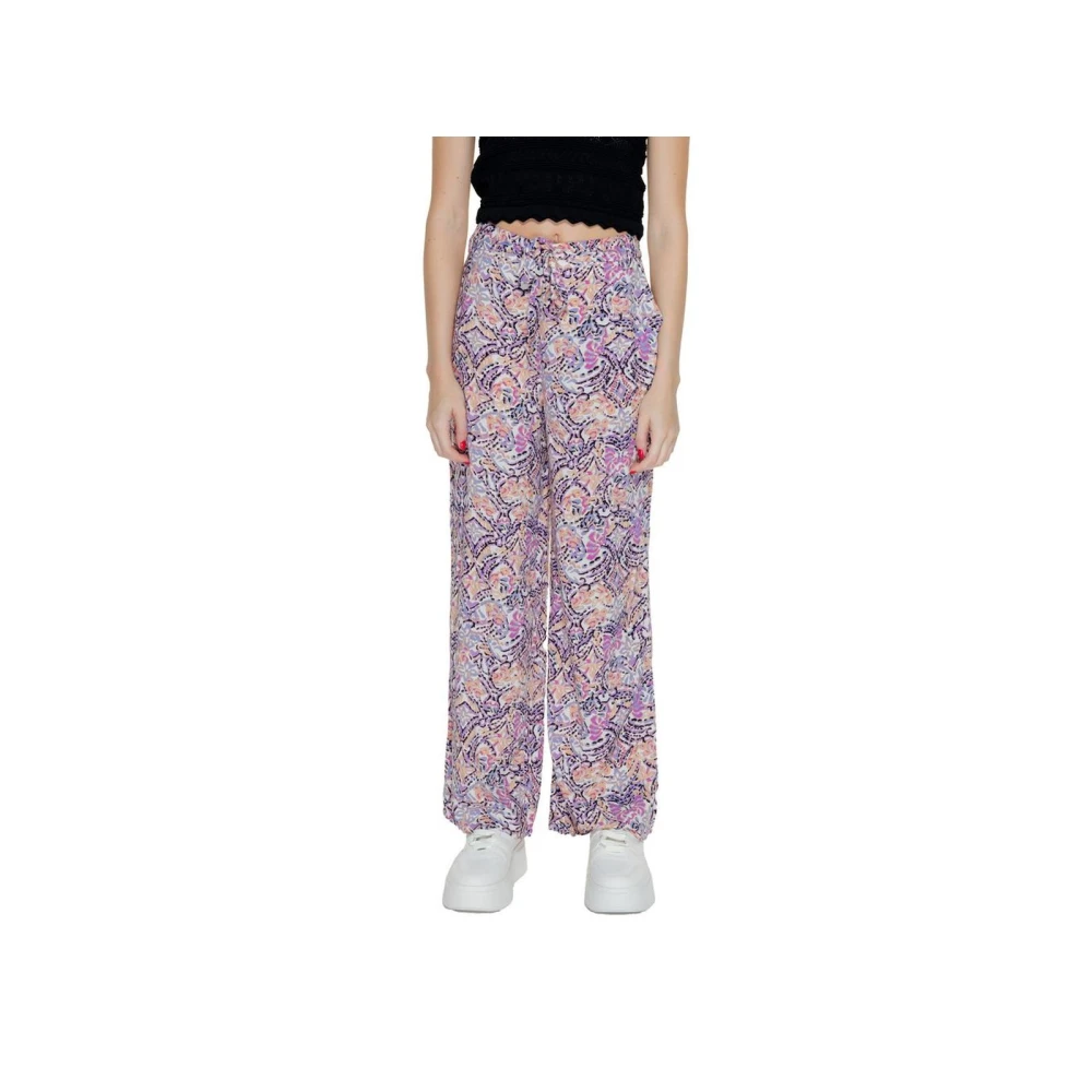 Only Paarse Viscose Palazzo Broek Multicolor Dames