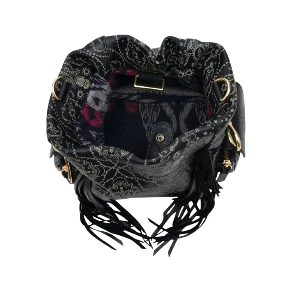 Claris Virot Lola Bandana Leren Bucket Tas Black Dames