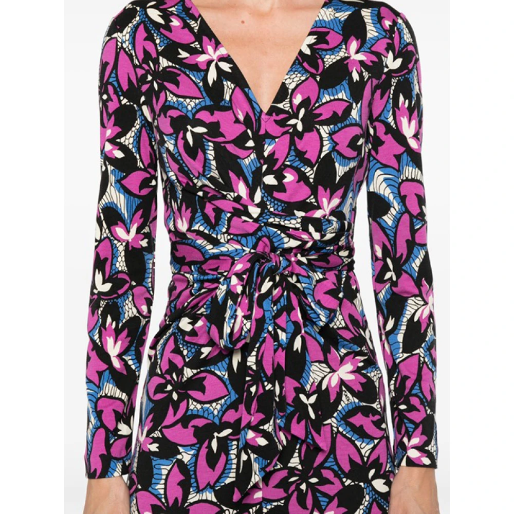 Diane Von Furstenberg Bloemen Midi Jurk met Gerimpeld Detail Multicolor Dames