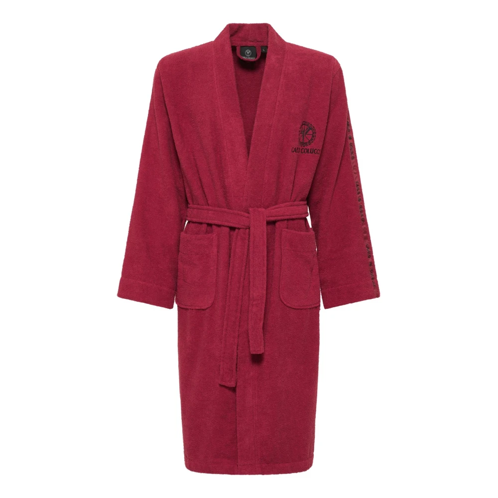 Carlo Colucci Men's Red Kimono Style Embroide Bathrobe - Robes - L - Nightwear & Lounge