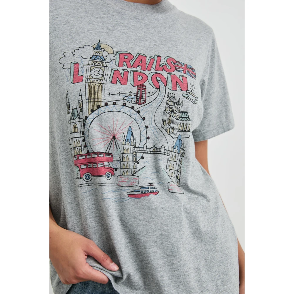Rails London Boyfriend T-shirt Zwart Katoenen Jersey Gray Dames