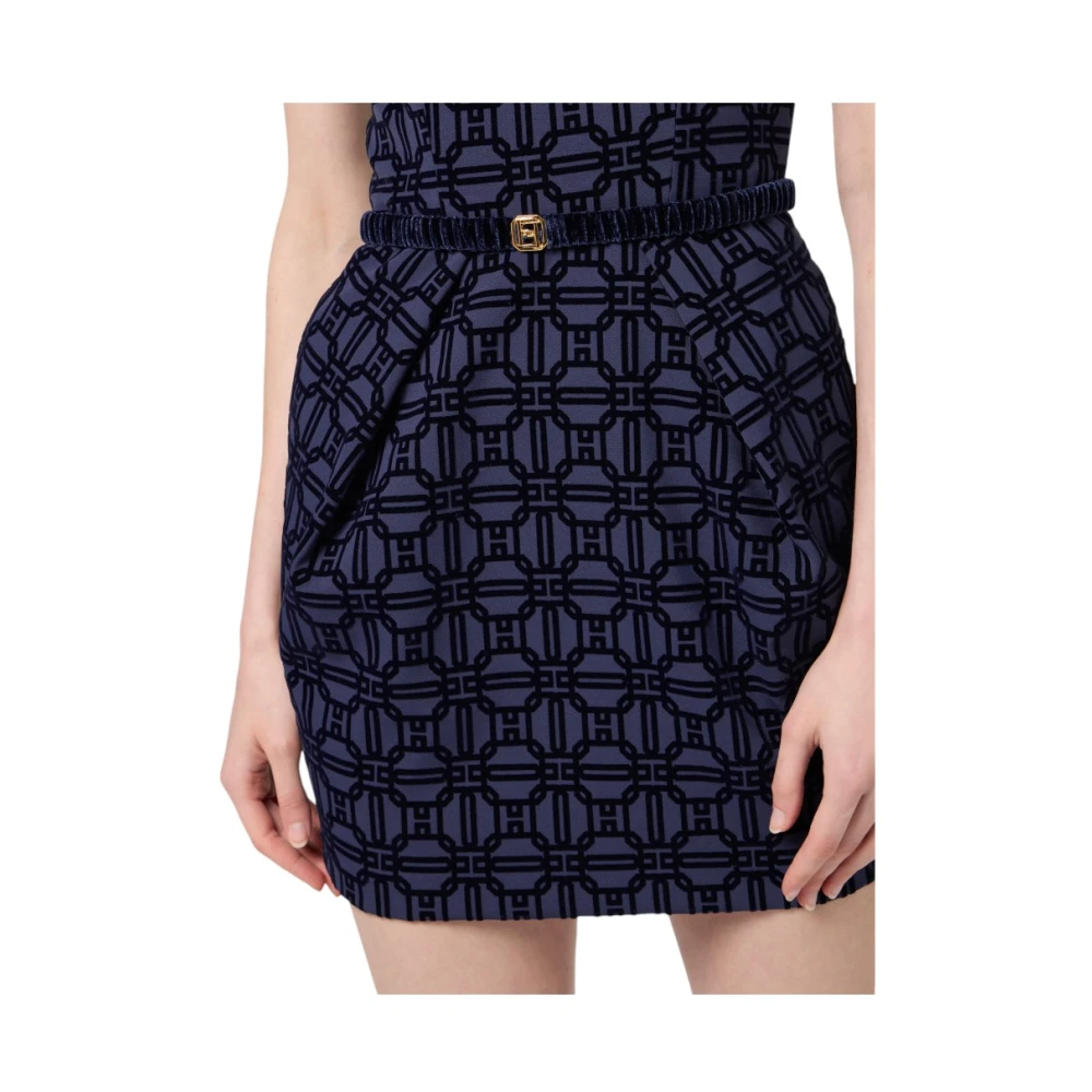 Elisabetta Franchi Jurk met Riem Blue Dames