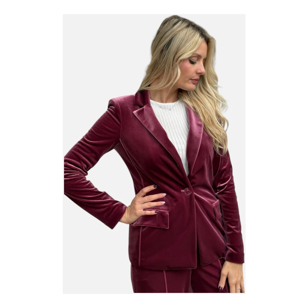 PATRIZIA PEPE Fluweel Essential Jas Purple Dames