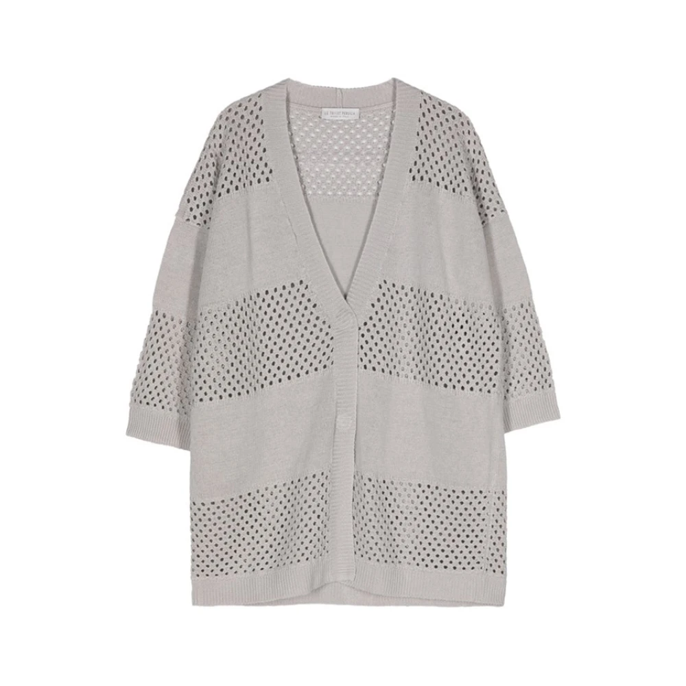 Le Tricot Perugia Grijze Linnenmix Gebreide Vest Gray Dames