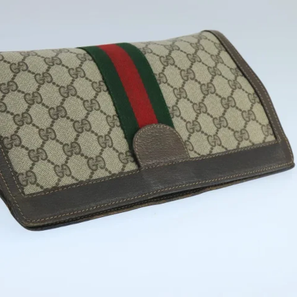 Gucci Vintage Pre-owned Canvas clutches Beige Dames