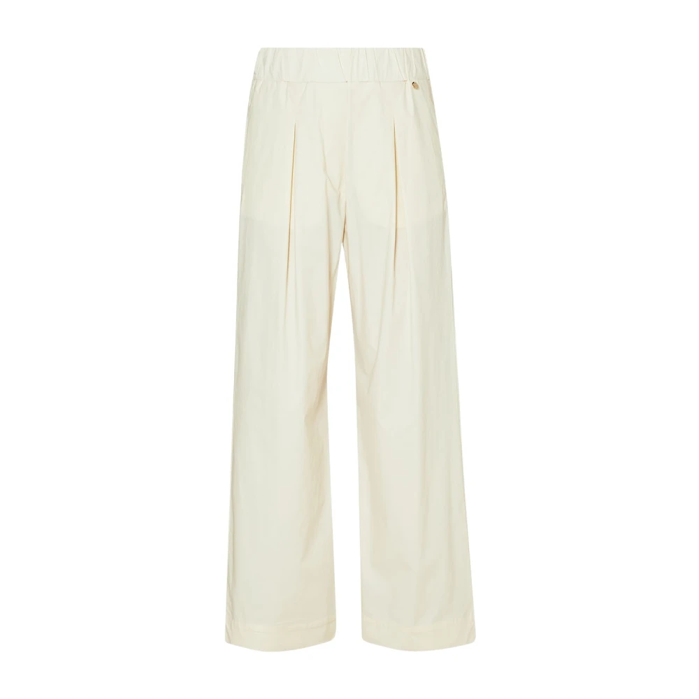 Liu Jo Vrouw Beige Broeken Dames, M, Katoen, Wijde Broek