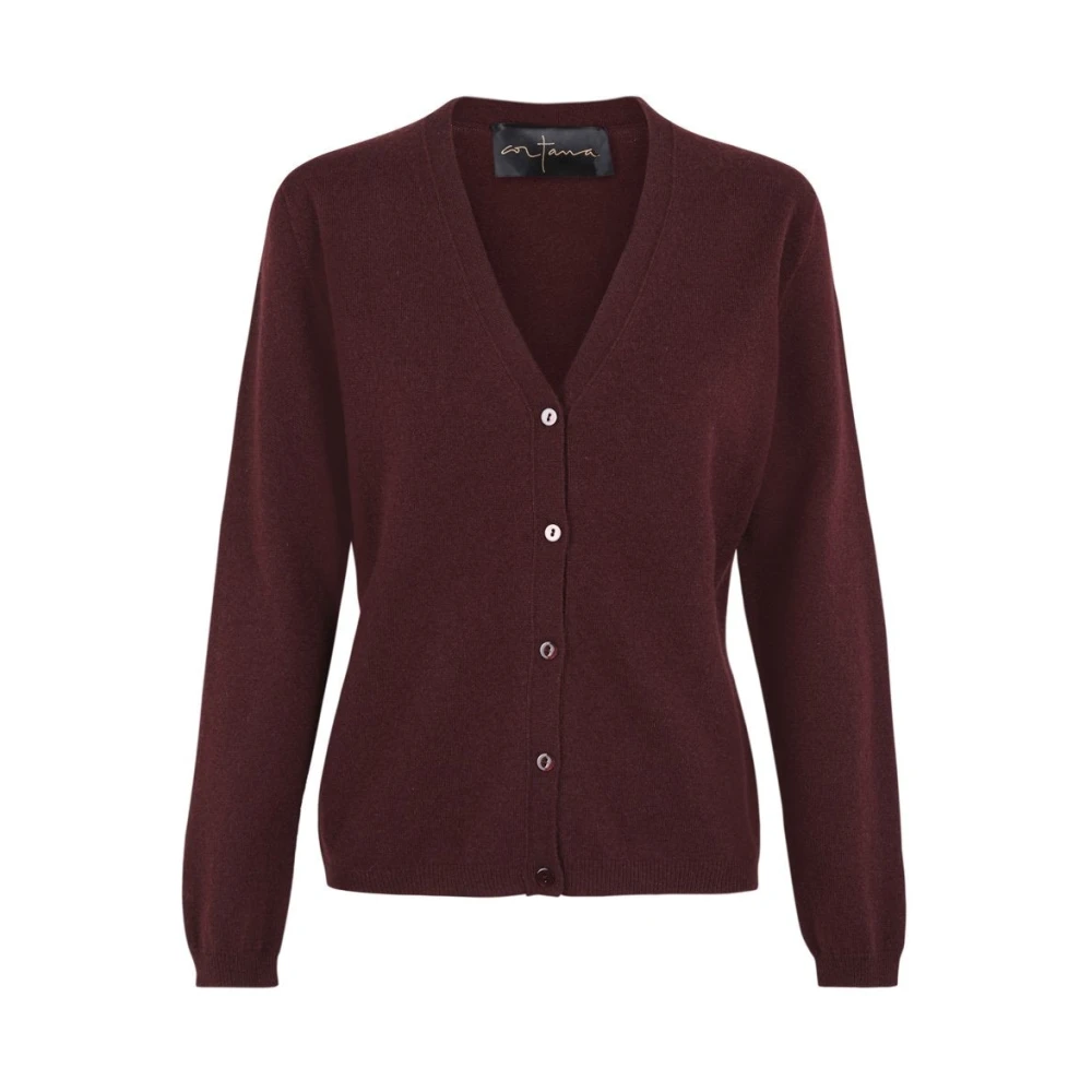 Cortana Women's Purple Cashmere Burgundy Cardigan - Cardigans - Xl - Knitwear