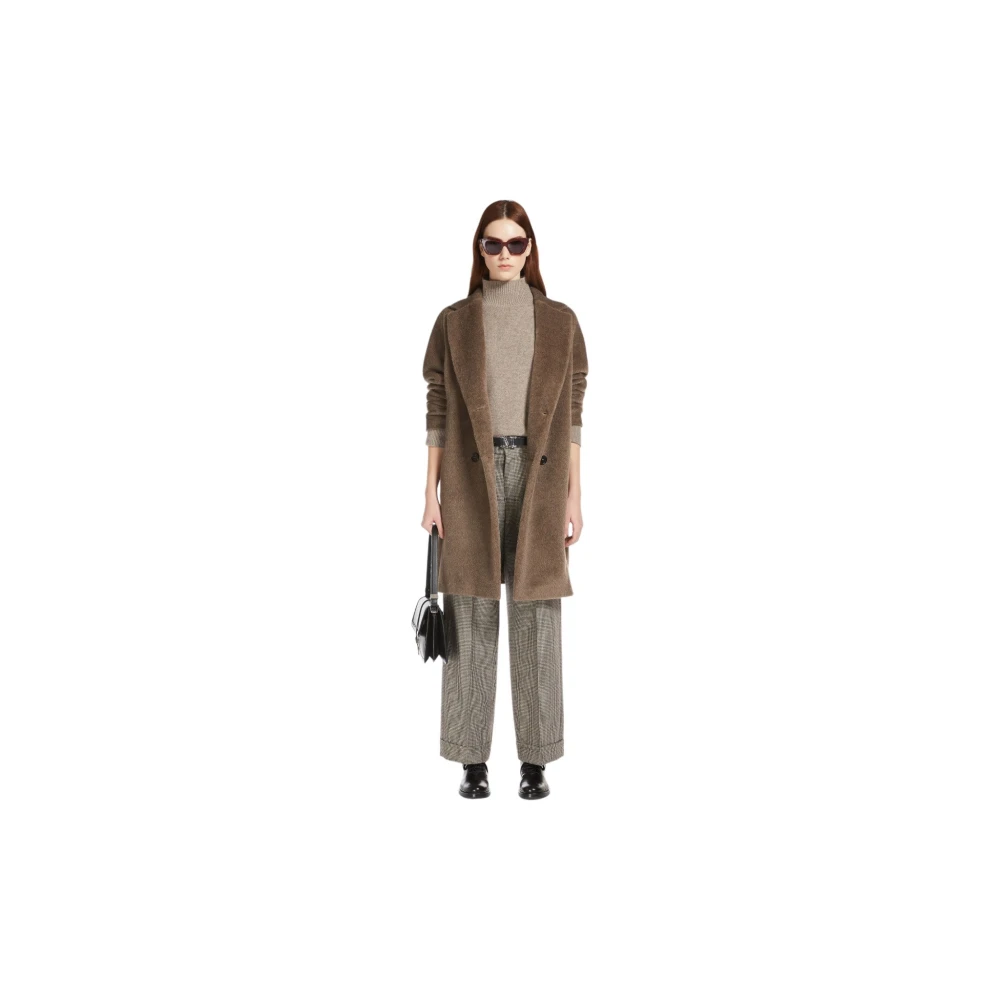 Max Mara Houndstooth Wool Cashmere Palazzo Broek Gray Dames