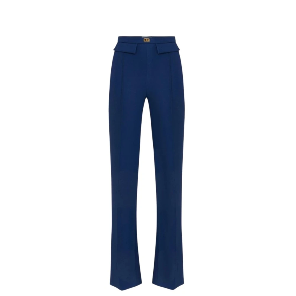 Elisabetta Franchi Blauwe Broek met Gouden Metalen Detail Blue Dames