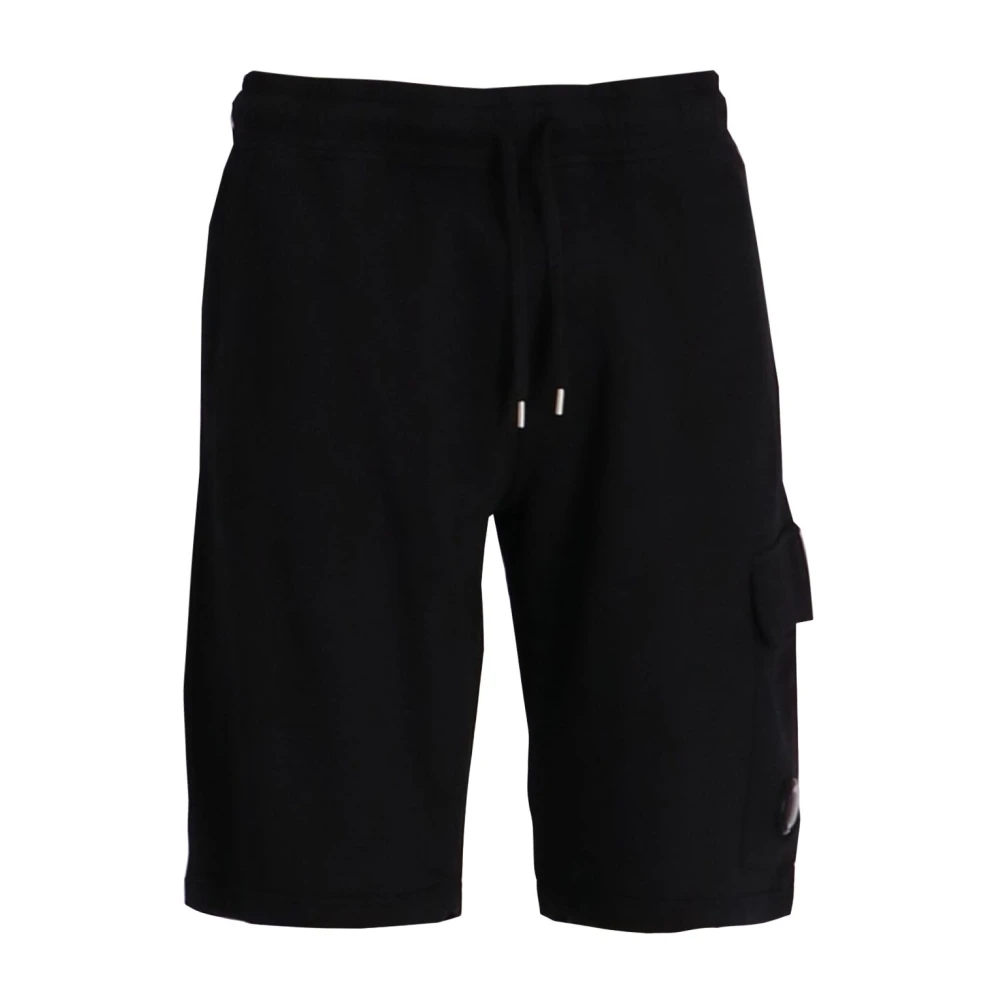 C.p. Company Men's Black Jersey Fleece Shorts With Pockets - Casual Shorts - M - Shorts