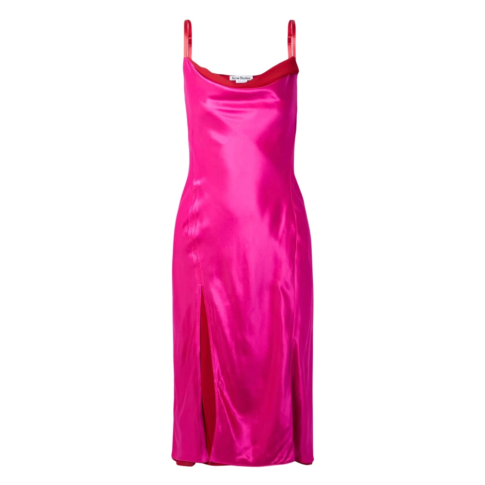 Acne Studios Fuchsia Rosa Slip Klänning med Sidoslits Pink, Dam