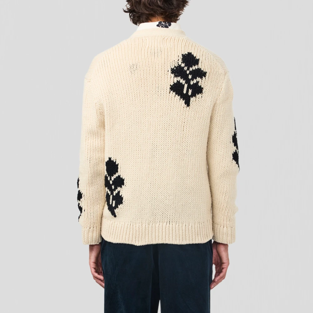Nn07 Blad Intarsia Vest Ecru Beige Heren
