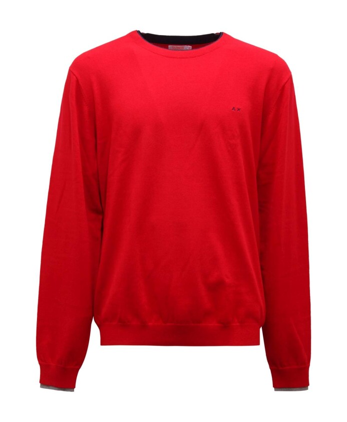 pull-laine-coton-rouge-rond-cotes-doubles