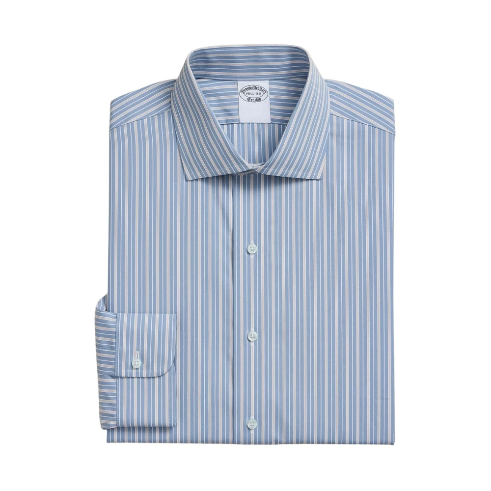 Brooks Brothers Men's Blue Regular Fit Cotton Shirt With English Collar - Formal Shirts - 2XL - Shirts