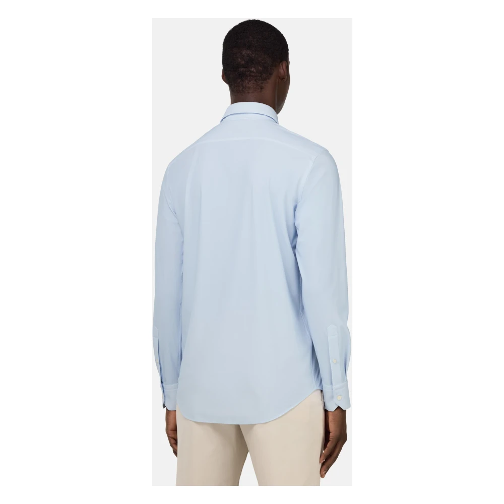 Boggi Milano Slim Fit Stretch Nylon Shirt Blue Heren