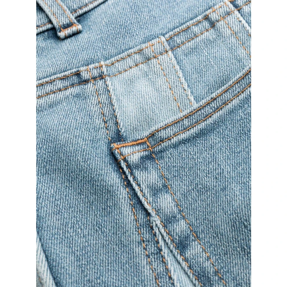 Mugler Blauwe Spiral Straight-Leg Jeans Blue Dames