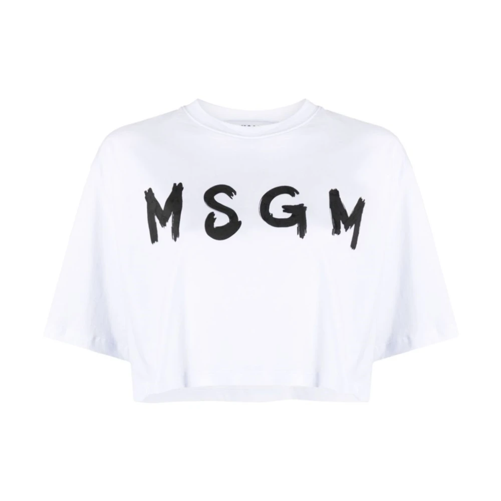 Msgm Korte Mouw Logo T-shirt White Dames
